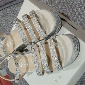 Shiny rhinestone wedge sandals